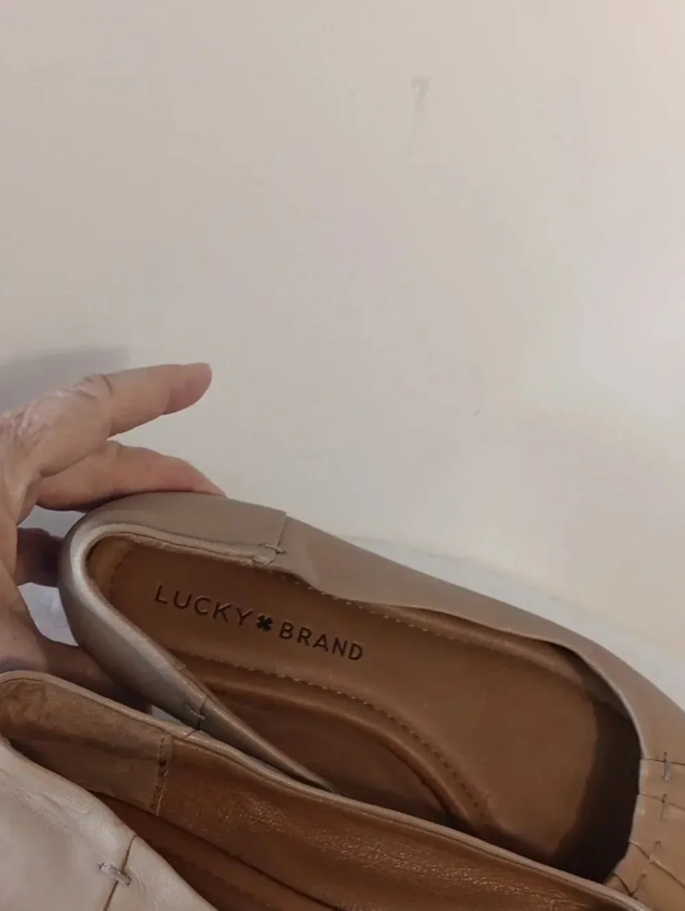 Lucky Brand Women's Leather Ballet Flats in Beige